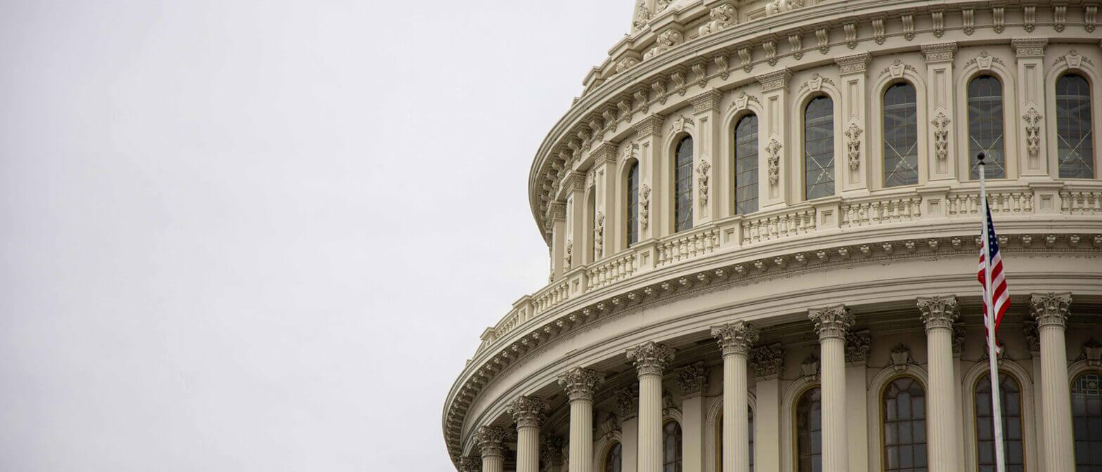 Government capital building on cloudy day