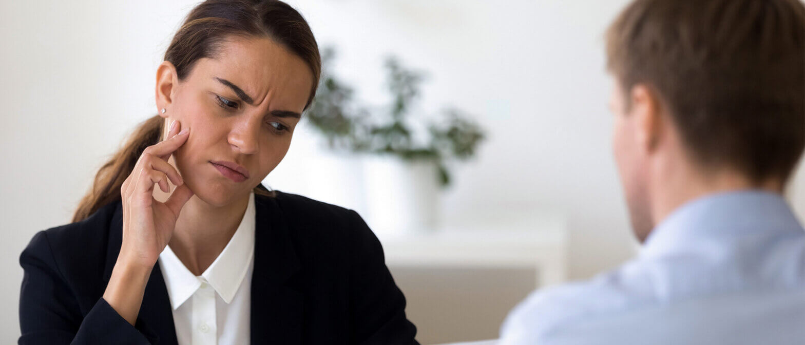 Employee seeking help and guidance from their employers about benefits