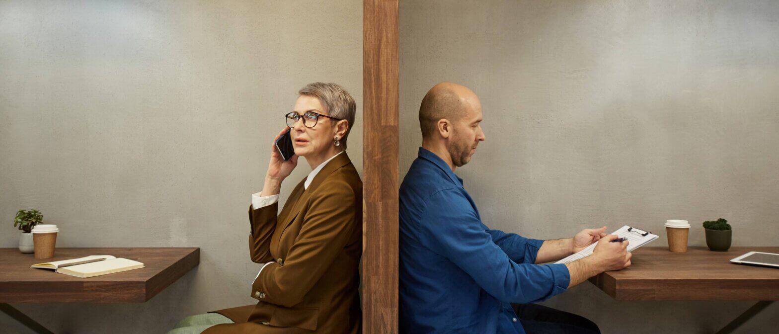 Two people not working together