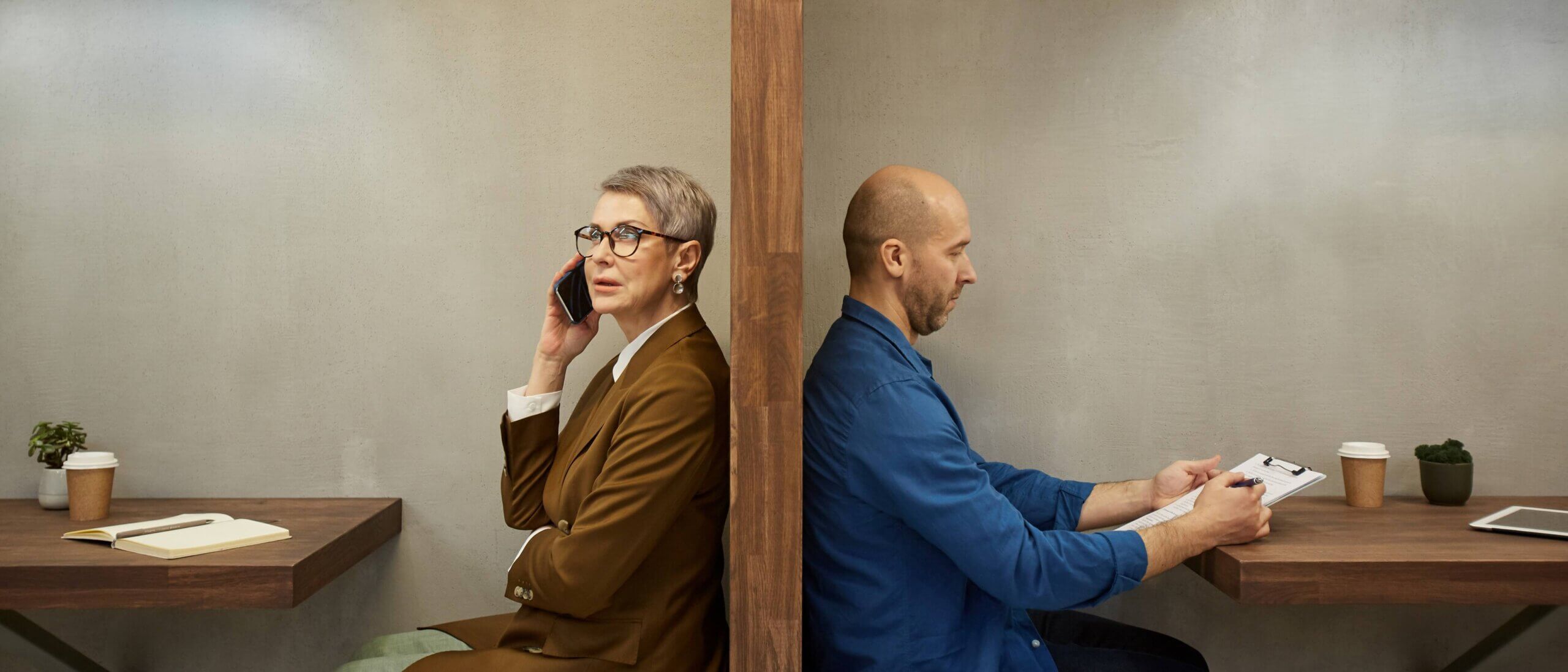 Two people not working together