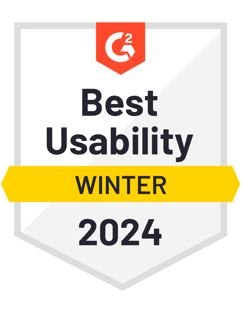 G2 2023 Winter Badge for Best Usability