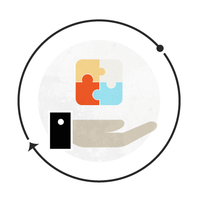 Illustration hand holding puzzle pieces - retain clients