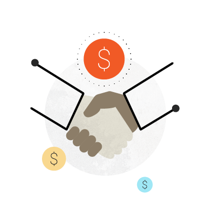 Illustration two people shaking hands - win new business